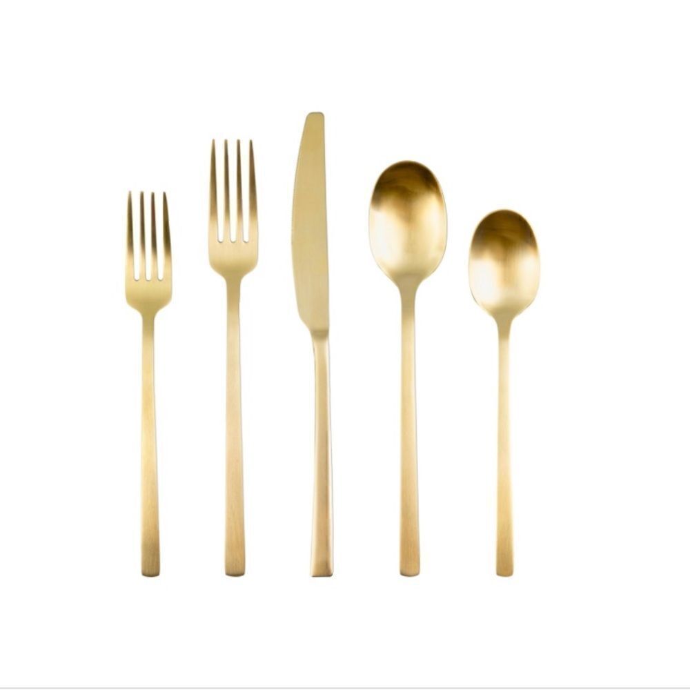 New Cambridge Silversmiths Beacon Gold Satin 16 Piece Flatware Set,Service for 3